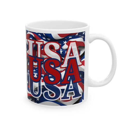 USA Red font Center Patriot White Mug by cypherpunkgear.com