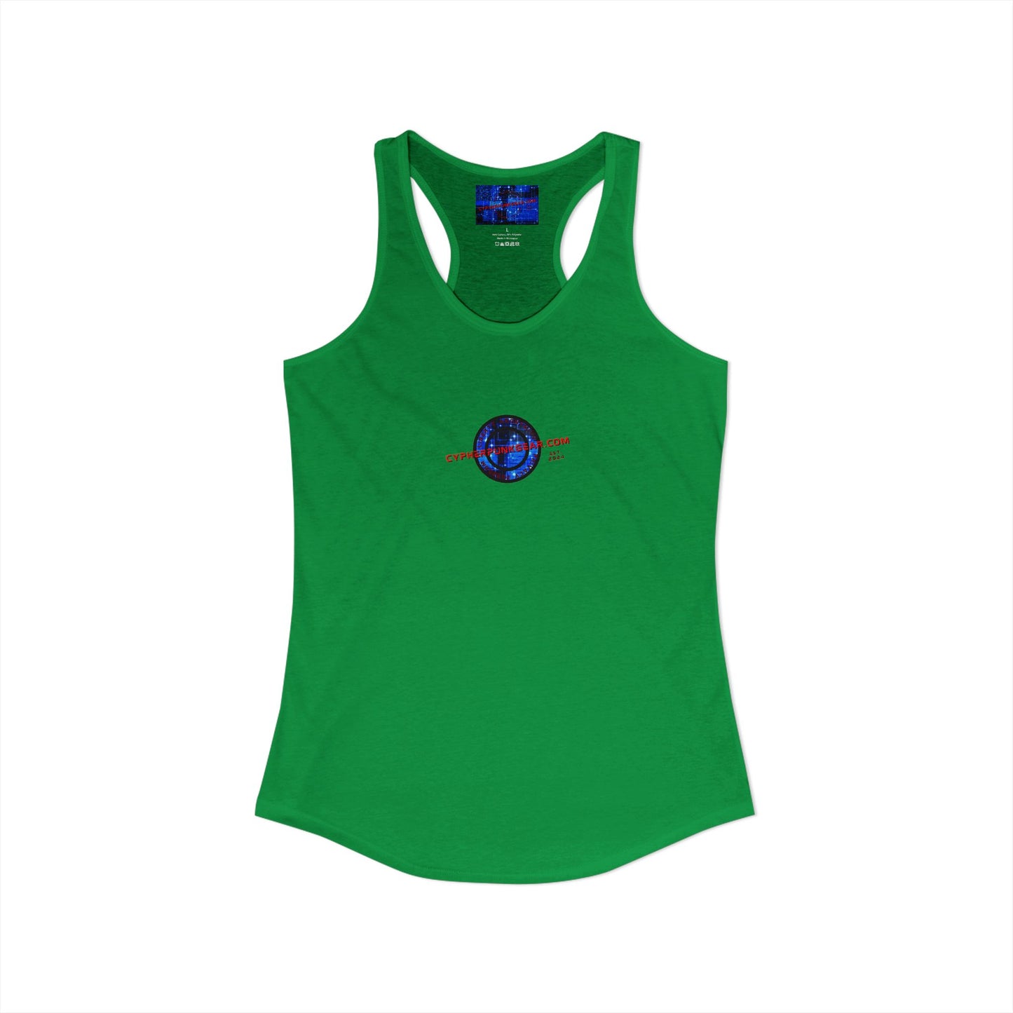 2-sided, cypherpunkgear.com Logo & Cityscape Women's Racerback Tank Top by cypherpunkgear.com