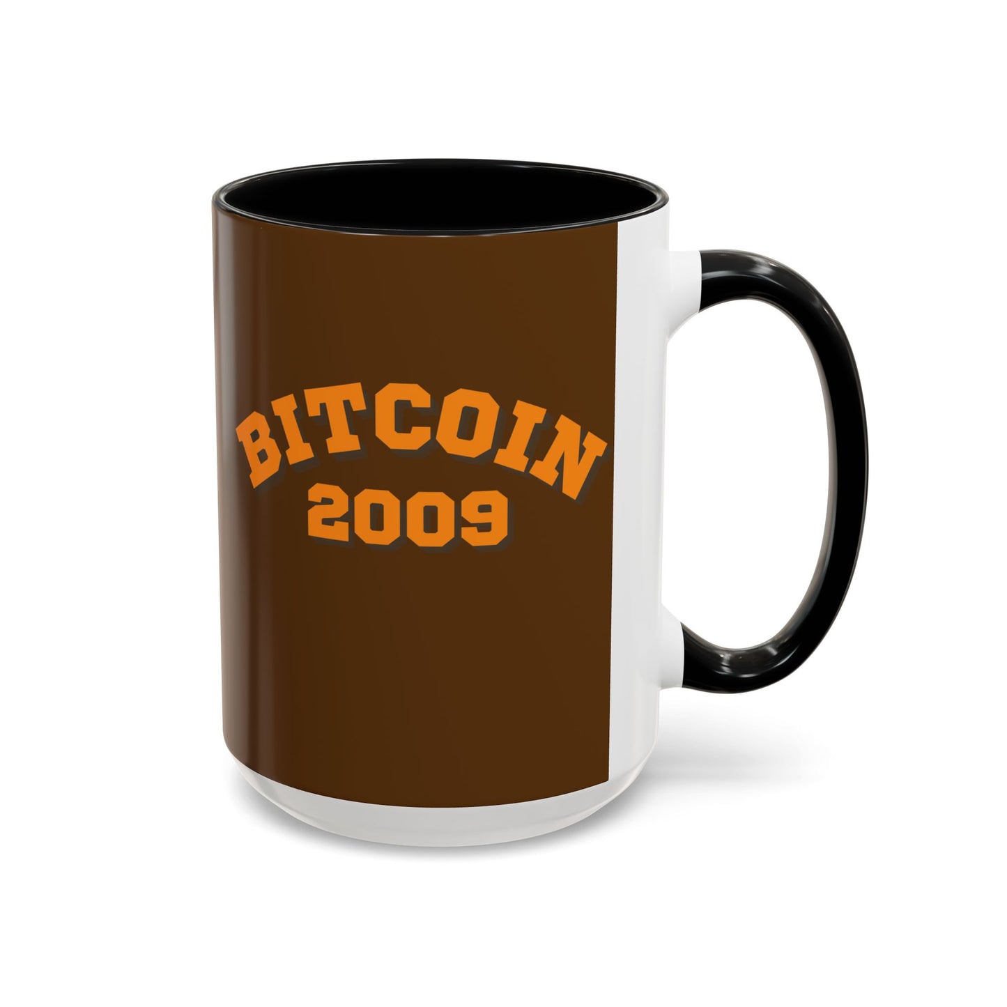 Bitcoin 2009 Brown Accent Mug by cypherpunkgear.com