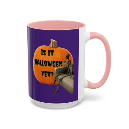 Is it Halloween yet? Skeleton's Giant Pumpkin Purple Accent Mug by CreepyCrafts.boo
