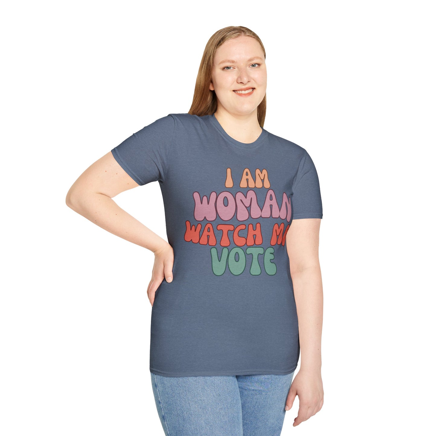 I Am Woman Watch Me Vote DKcolors Unisex T-Shirt by cypherpunkgear.com