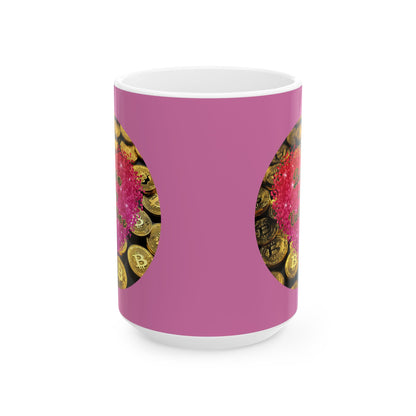 Bitcoin is My Valentine Pink and White Mug by cypherpunkgear.com