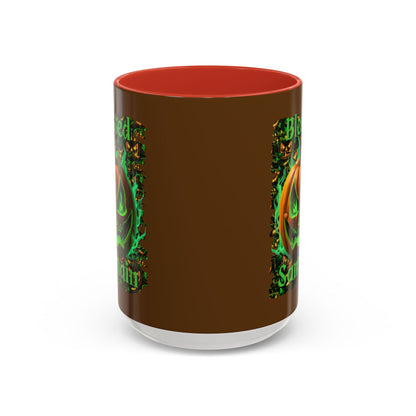Blessed Samhain Green Jack Brown Accent Mug by CreepyCrafts.boo