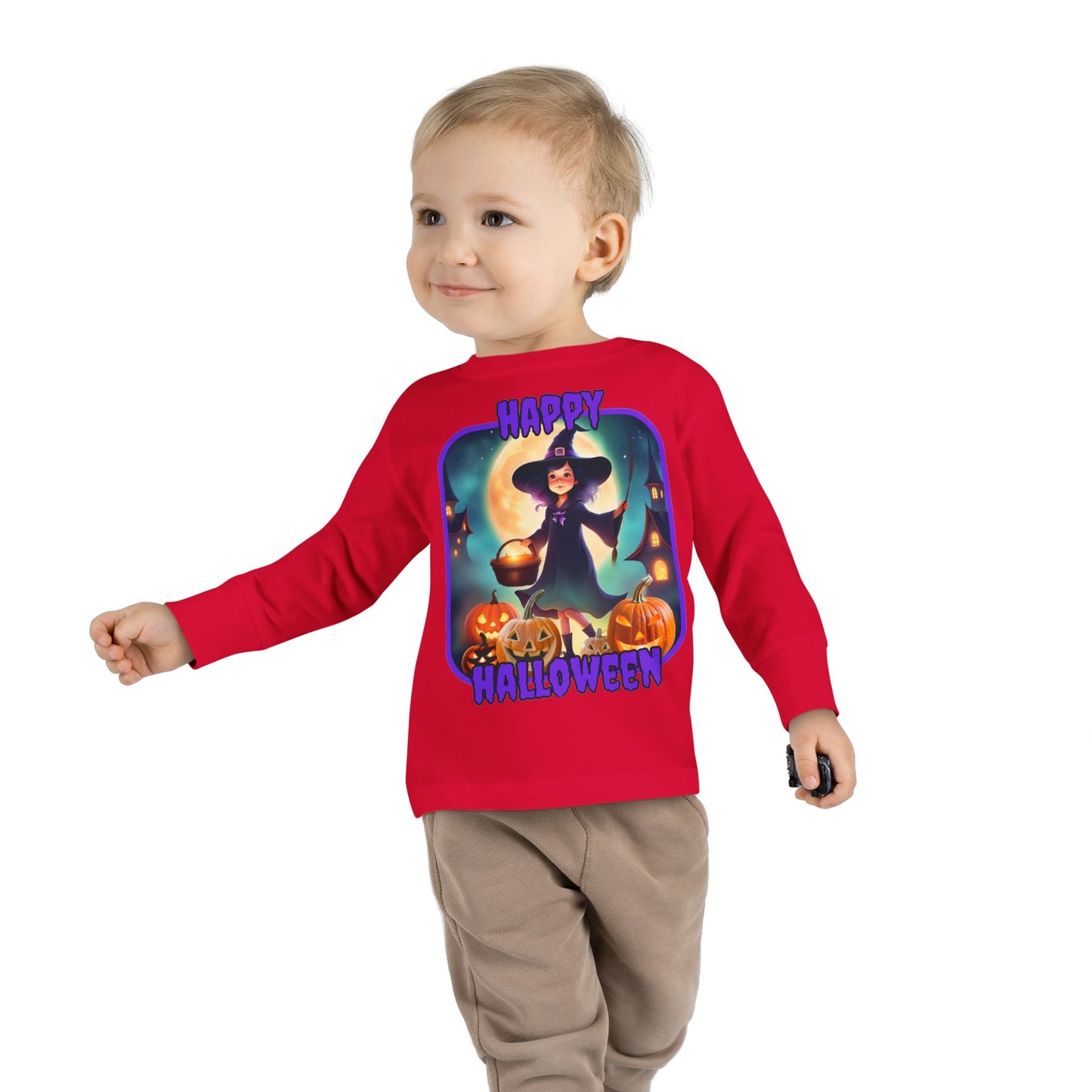 Happy Halloween Little Witch PRfont Toddler Long Sleeve Tee by cypherpunkgear