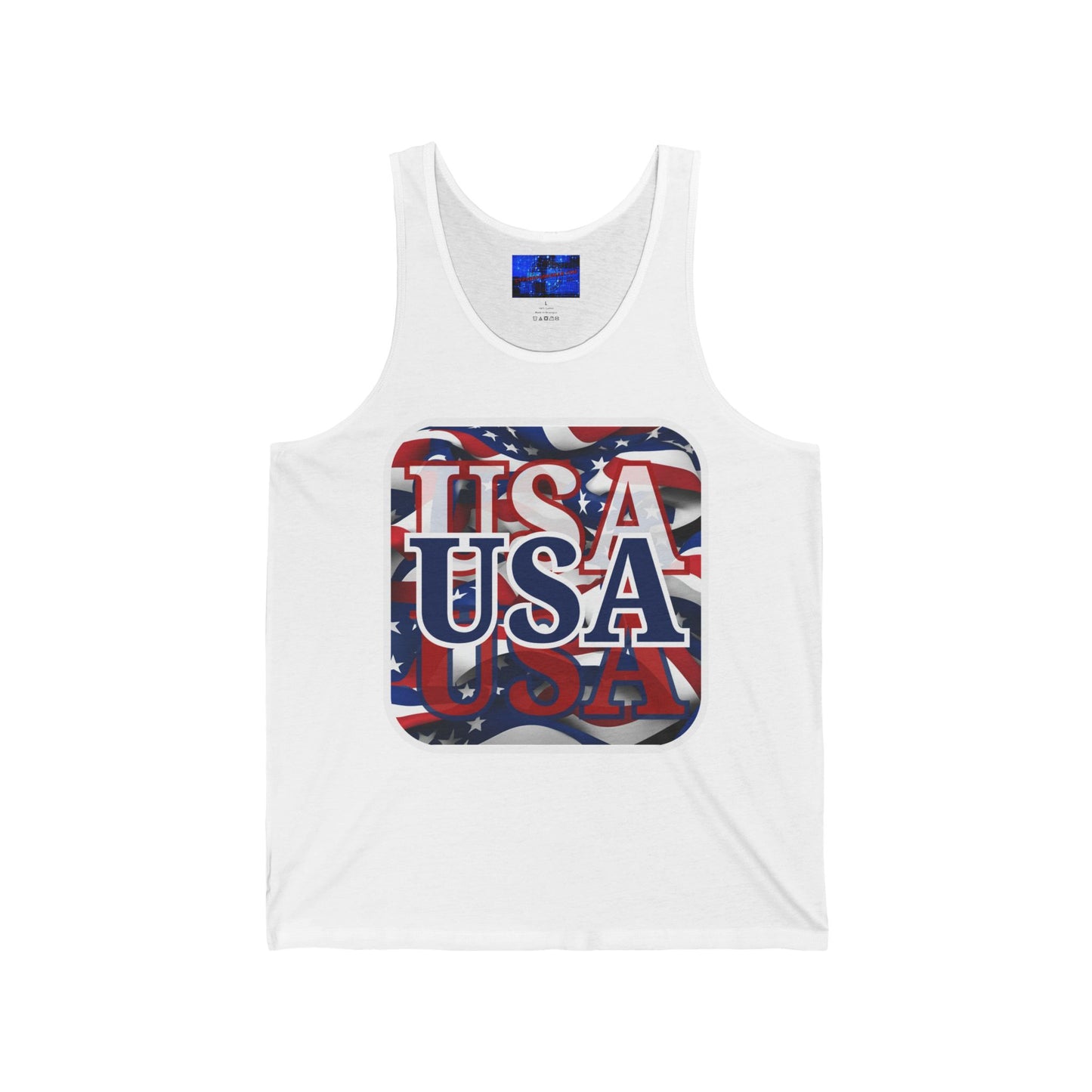 Red White and BLUE USA Patriot Unisex Jersey Tank Top by cypherpunkgear