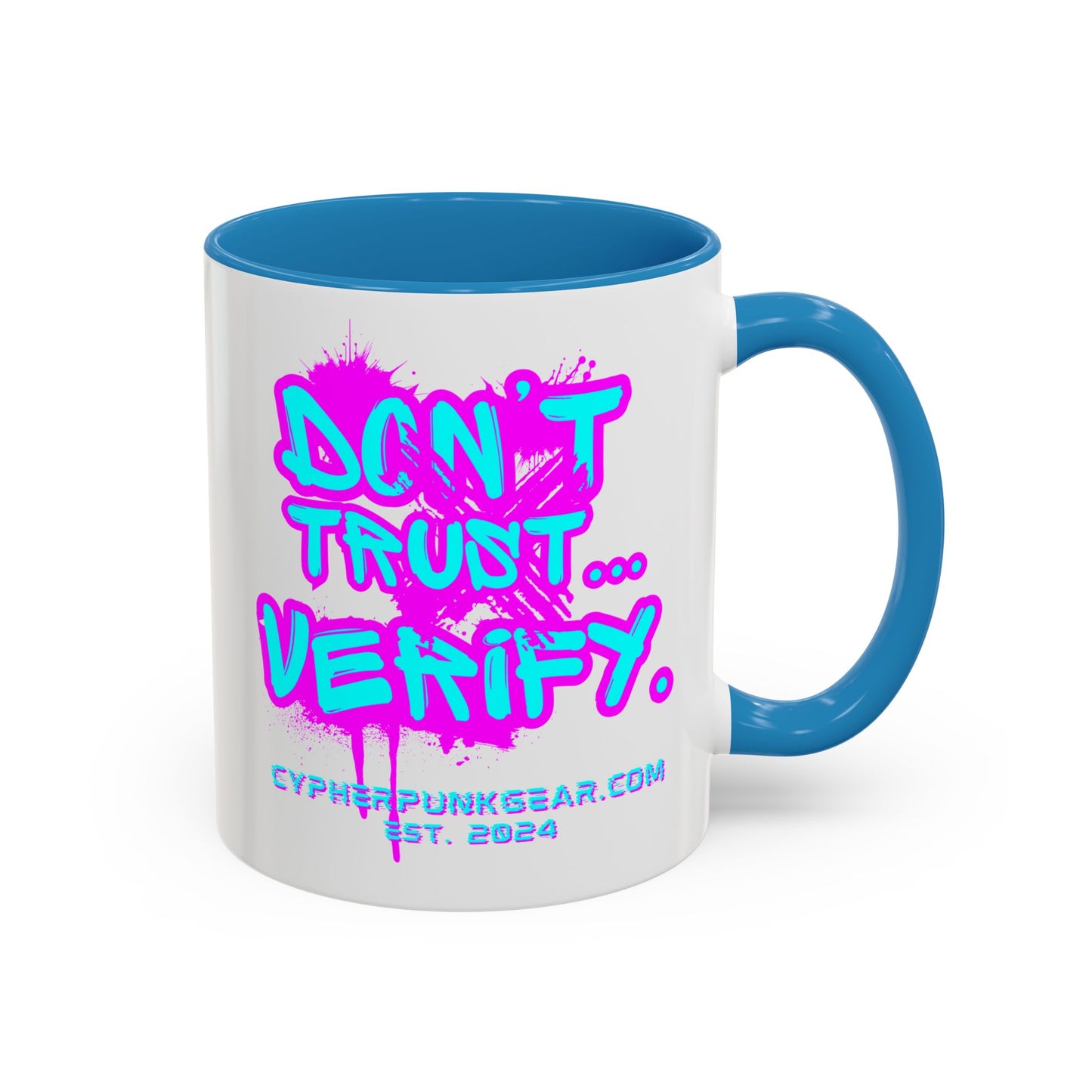 Don't Trust...Verify. White Accent Mug by cypherpunkgear.com