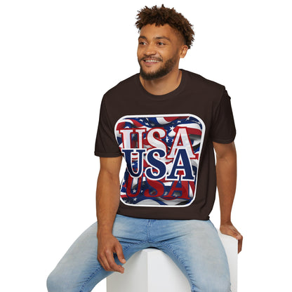 Red White and BLUE USA Patriot Dark colors Unisex T-Shirt by cypherpunkgear.com