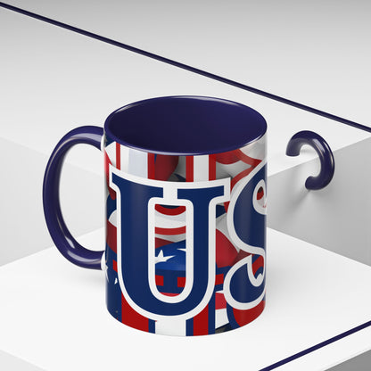 ¡EE.UU! ¡EE.UU! ¡EE.UU! ¡Patriota por cypherpunkgear! Taza de café decorativa (11, 15 oz)