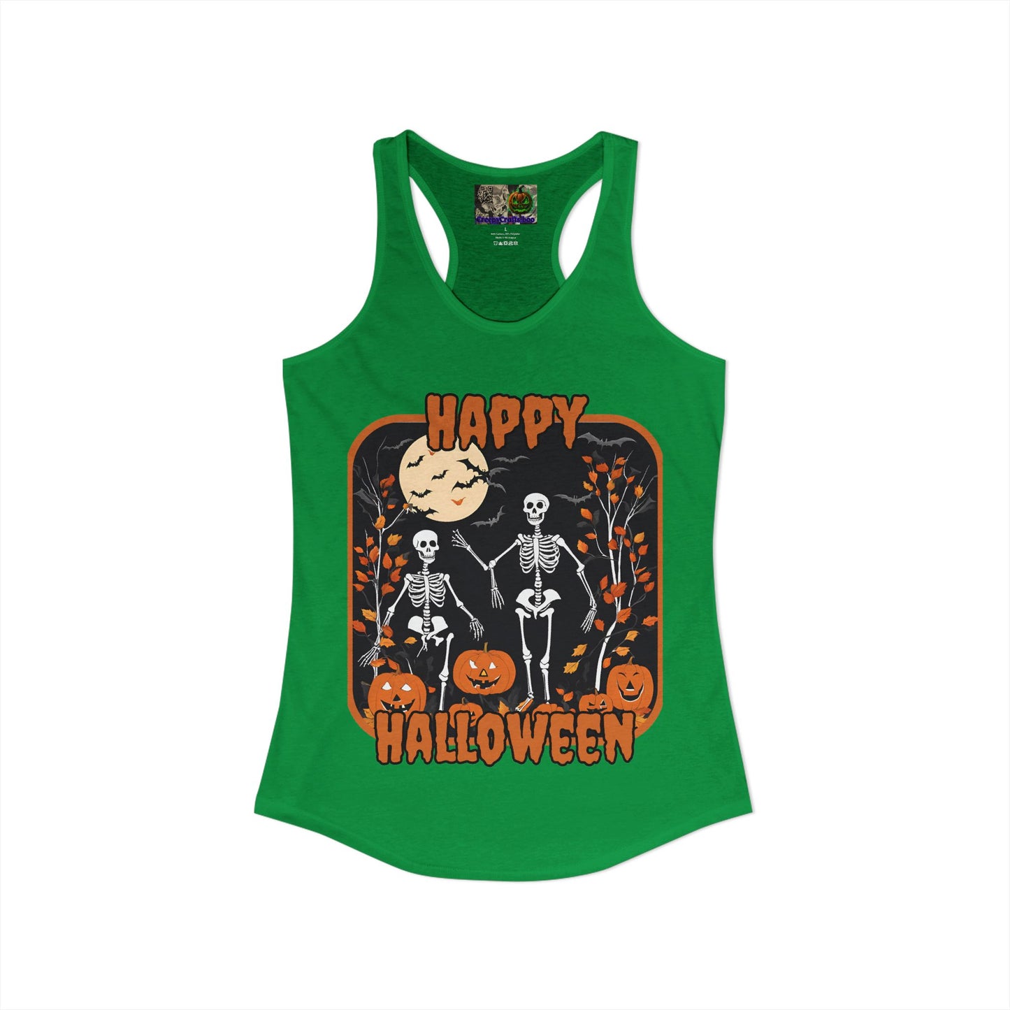 Spooktacular Skeletons of Halloween Women's Racerback Tank Top by CreepyCrafts.boo