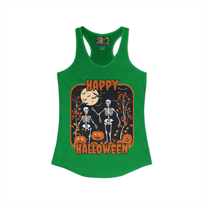 Spooktacular Skeletons of Halloween Women's Racerback Tank Top by CreepyCrafts.boo