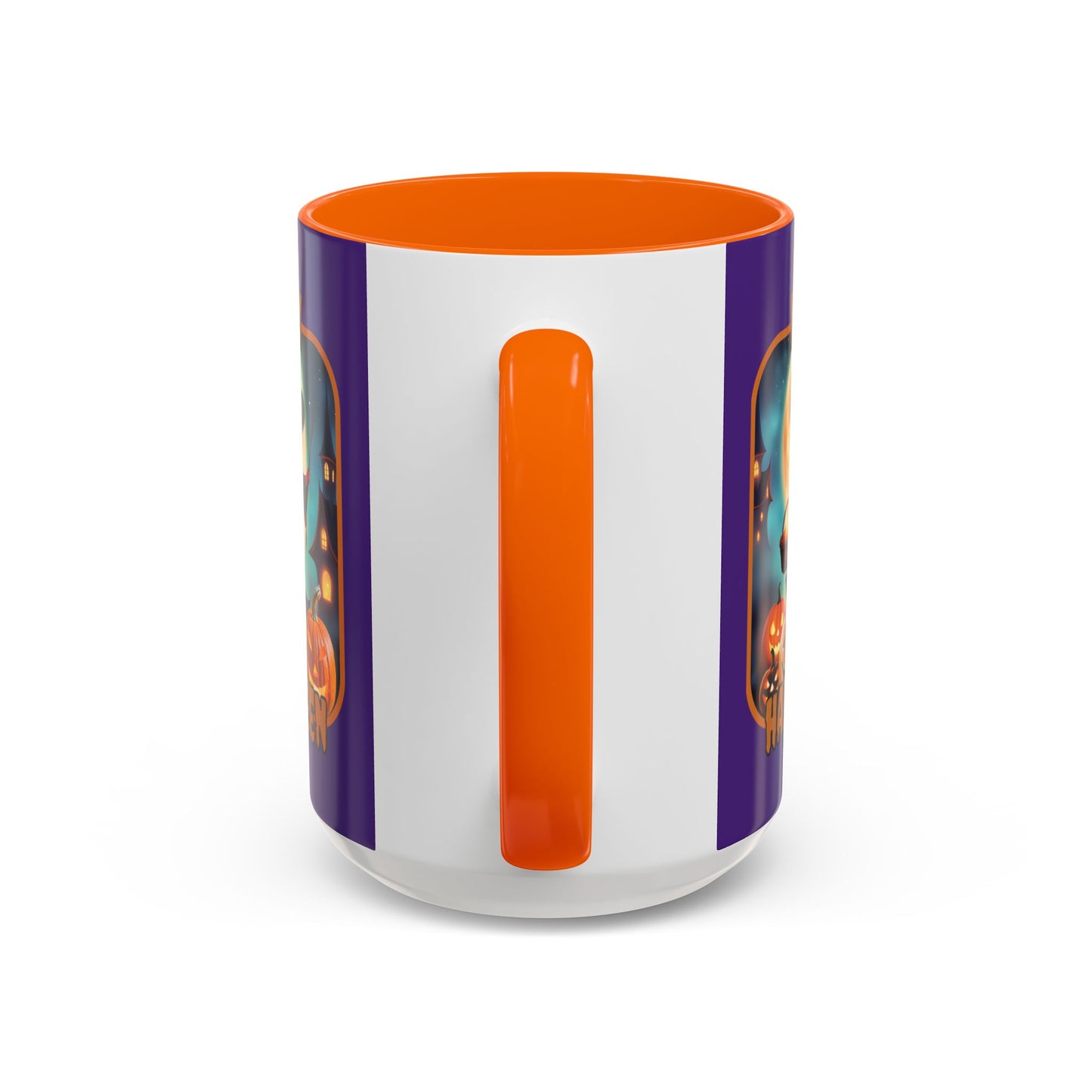 Happy Halloween Little Witch Orange font Purple Accent Mug by CreepyCrafts.boo