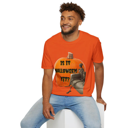 Is it Halloween yet? Skeleton's Giant Pumpkin Light colors Unisex T-Shirt by CreepyCrafts.boo