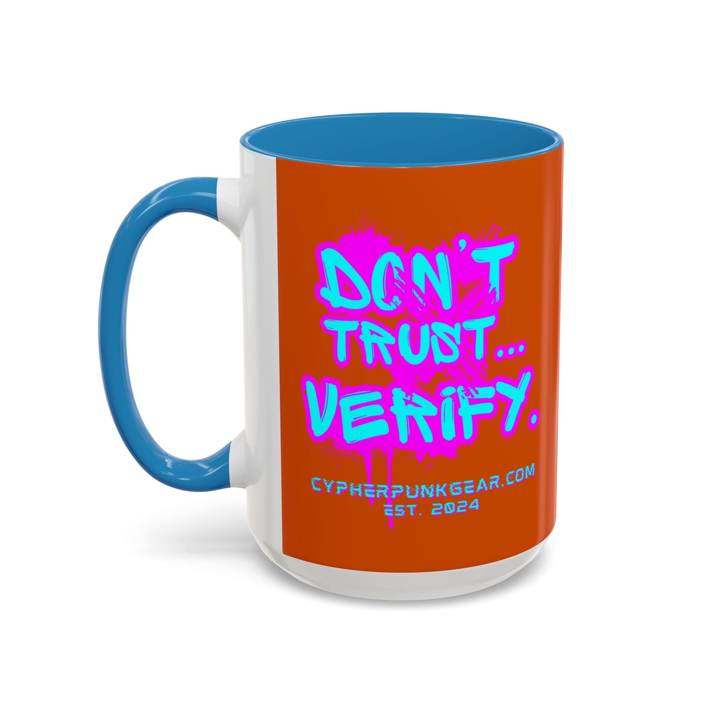 Don't Trust...Verify. Orange Accent Mug by cypherpunkgear.com
