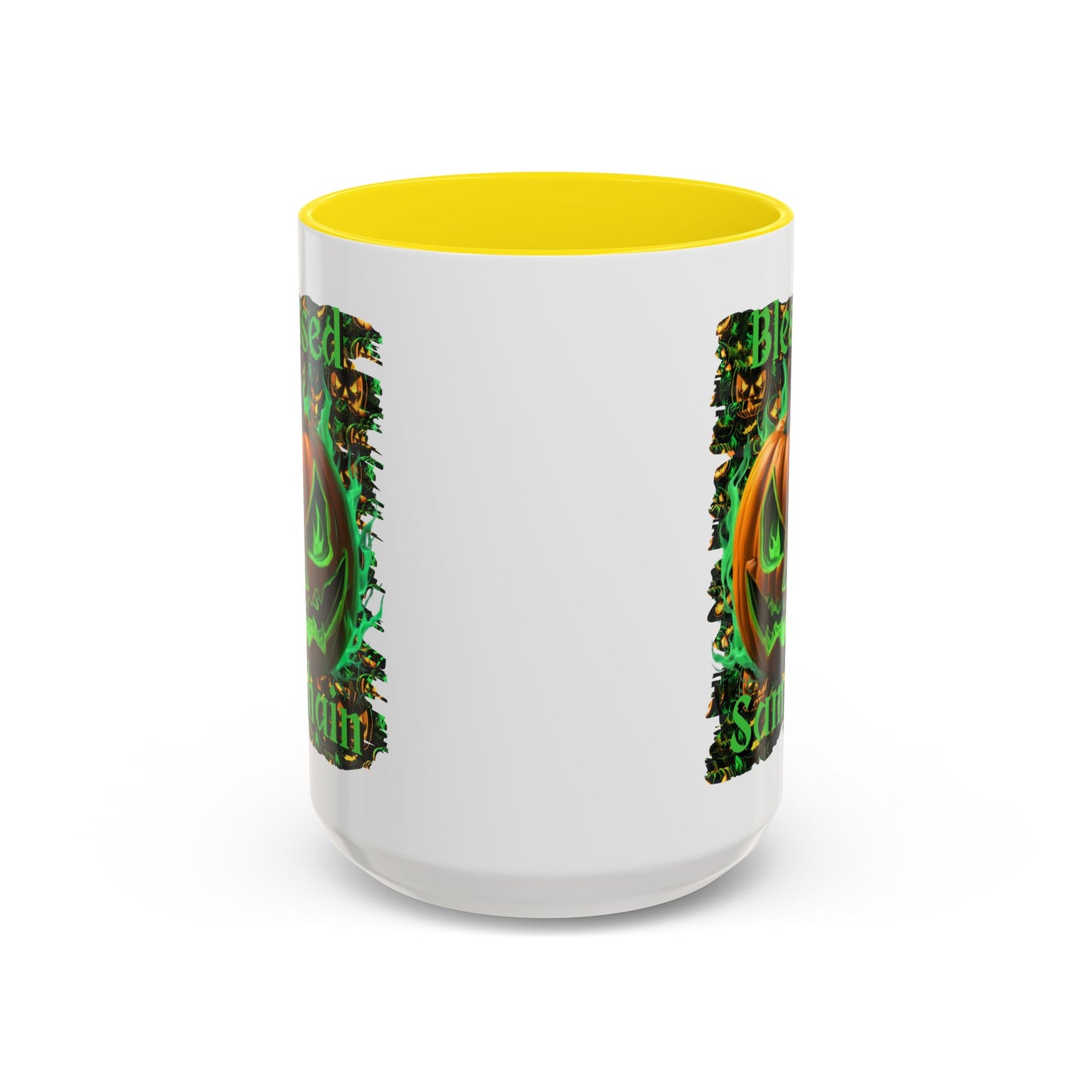 Blessed Samhain Green Jack White Accent Mug by CreepyCrafts.boo