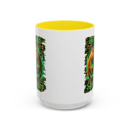 Blessed Samhain Green Jack White Accent Mug by CreepyCrafts.boo