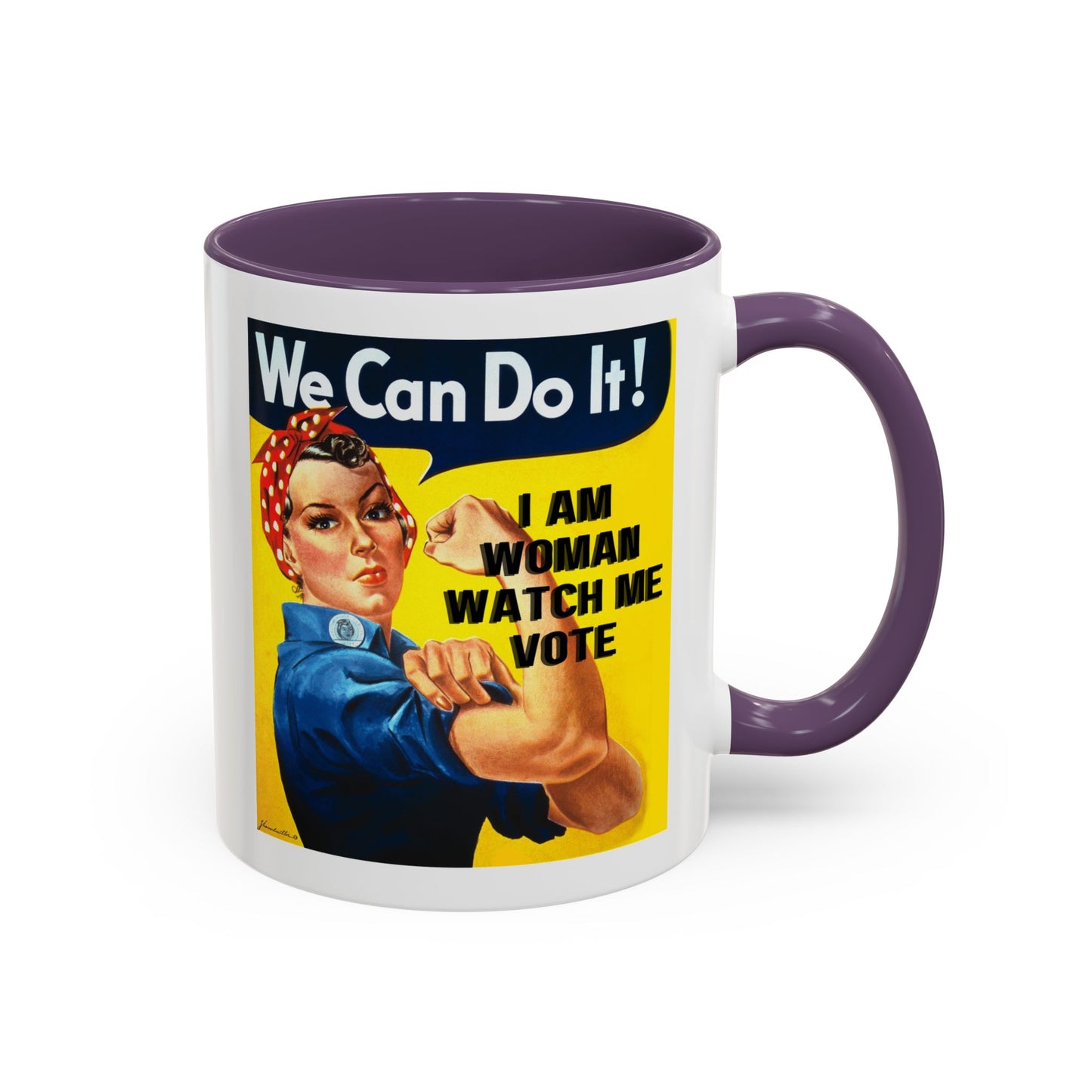 I Am Woman Watch Me Vote Rosie White Accent Mug by cypherpunkgear.com
