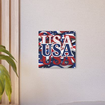 USA! USA! USA Blue Center Metal Art Sign by cypherpunkgear