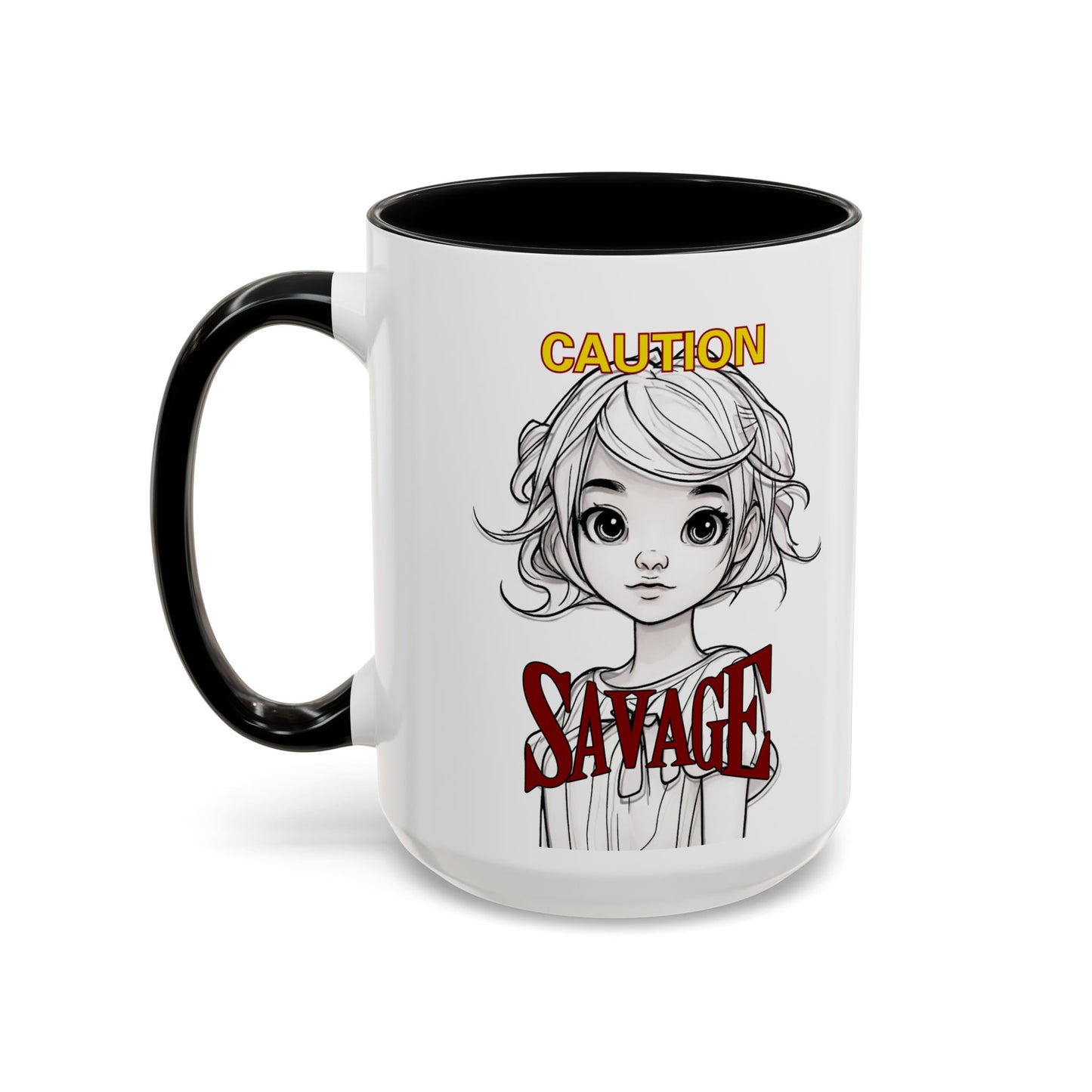 Caution, Savage White Accent Mug by cypherpunkgear.com