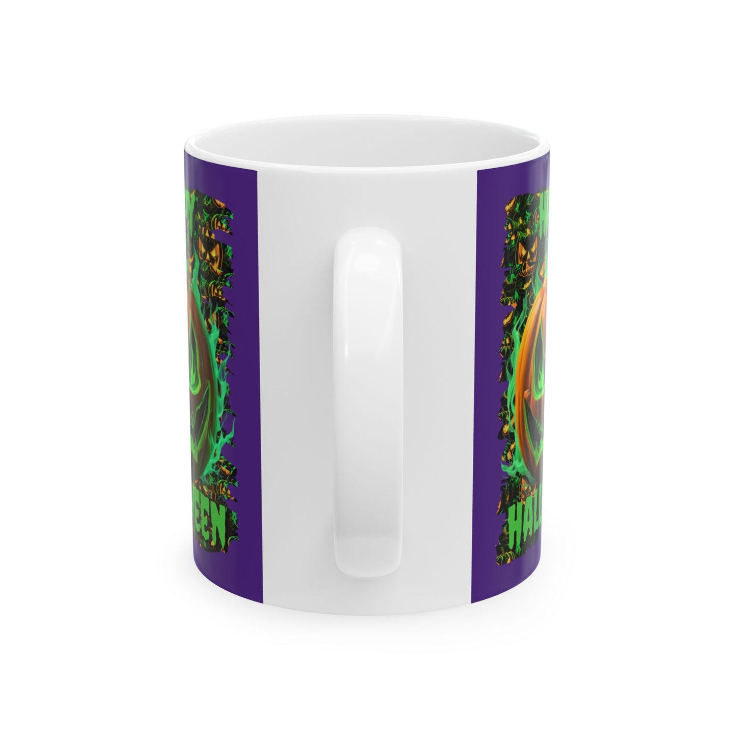 Happy Halloween Green Jack Purple Mug by cypherpunkgear