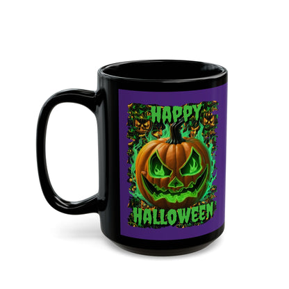 Happy Halloween Green Jack Purple Mug by CreepyCrafts.boo