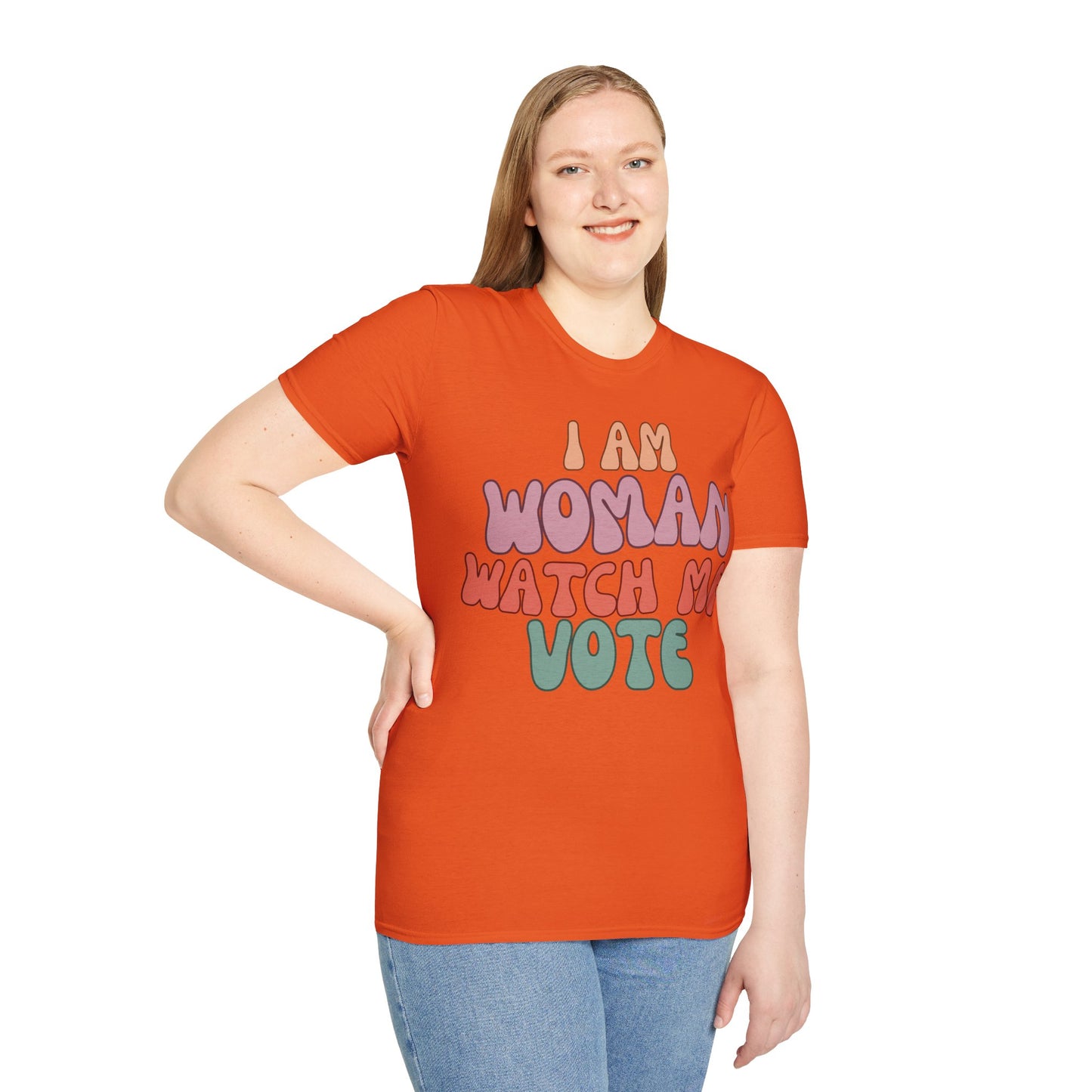I Am Woman Watch Me Vote LTcolors Unisex T-Shirt by cypherpunkgear.com
