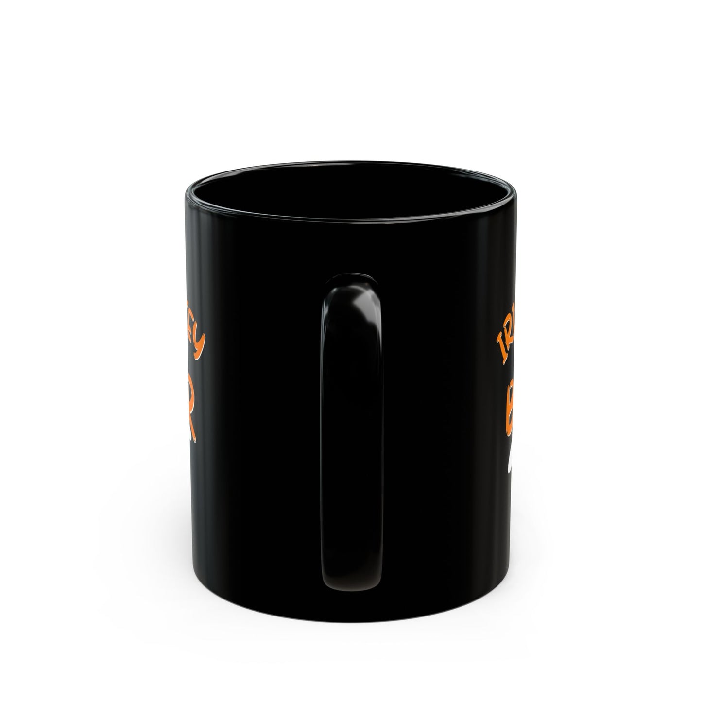 Irish Whiskey makes it better Orange font Black Mug by cypherpunkgear.com