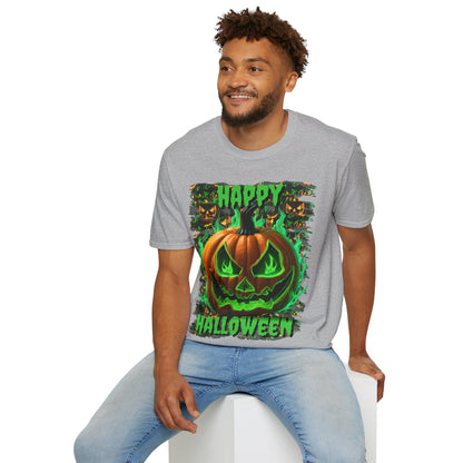 Happy Halloween Green Jack Unisex T-Shirt by cypherpunkgear