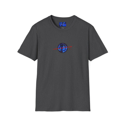 2-sided, cypherpunkgear.com Logo & Cityscape Dark colors Unisex T-Shirt by cypherpunkgear.com