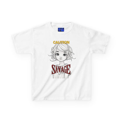 Caution: Small but Savage Kids Heavy Cotton Tee by cypherpunkgear.com