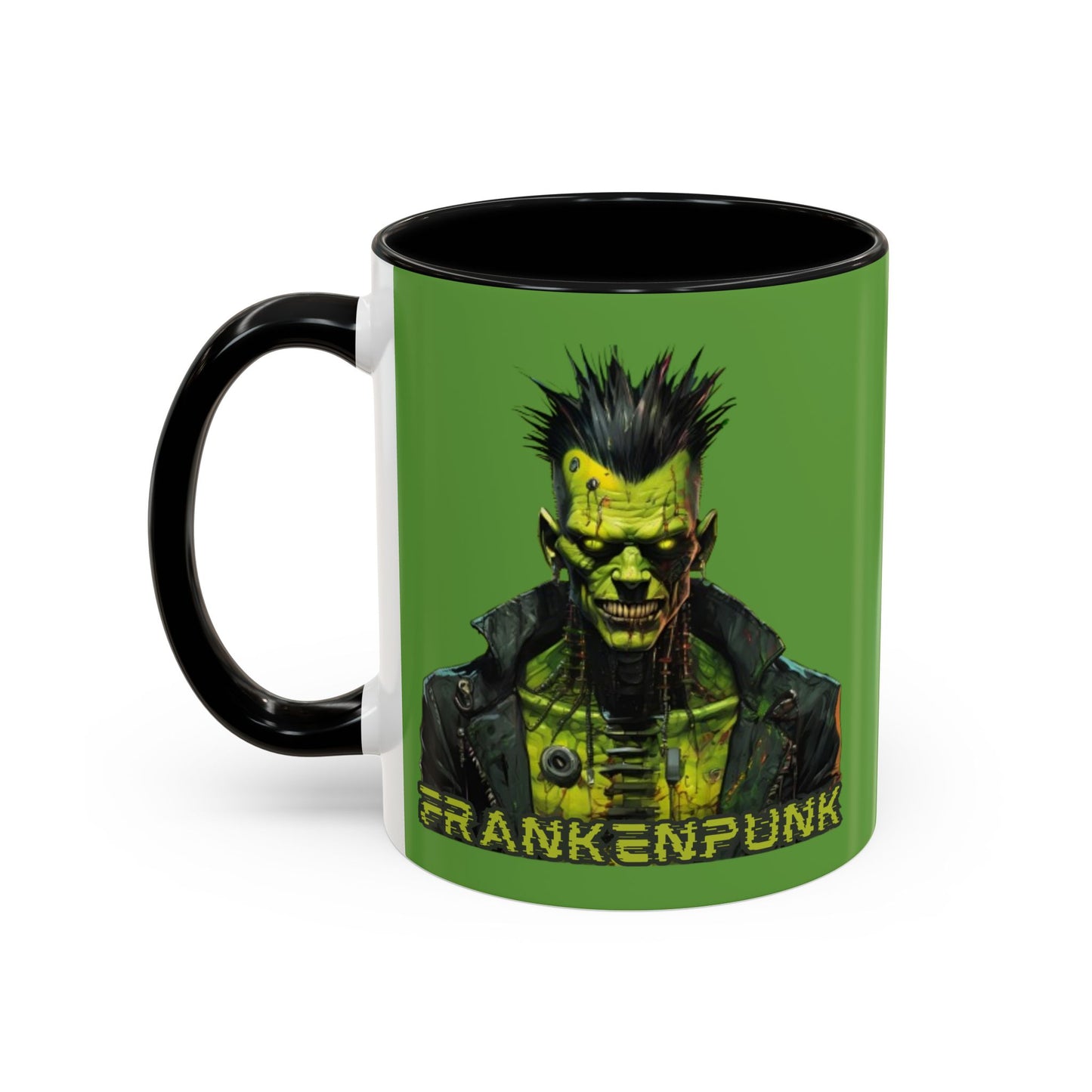 Frankenpunk Green Accent Mug by CreepyCrafts.boo