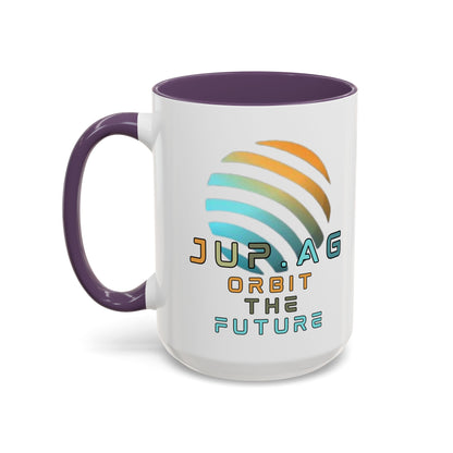 Jupiter (JUP) Orbit the Future White Accent Mug by cypherpunkgear.com
