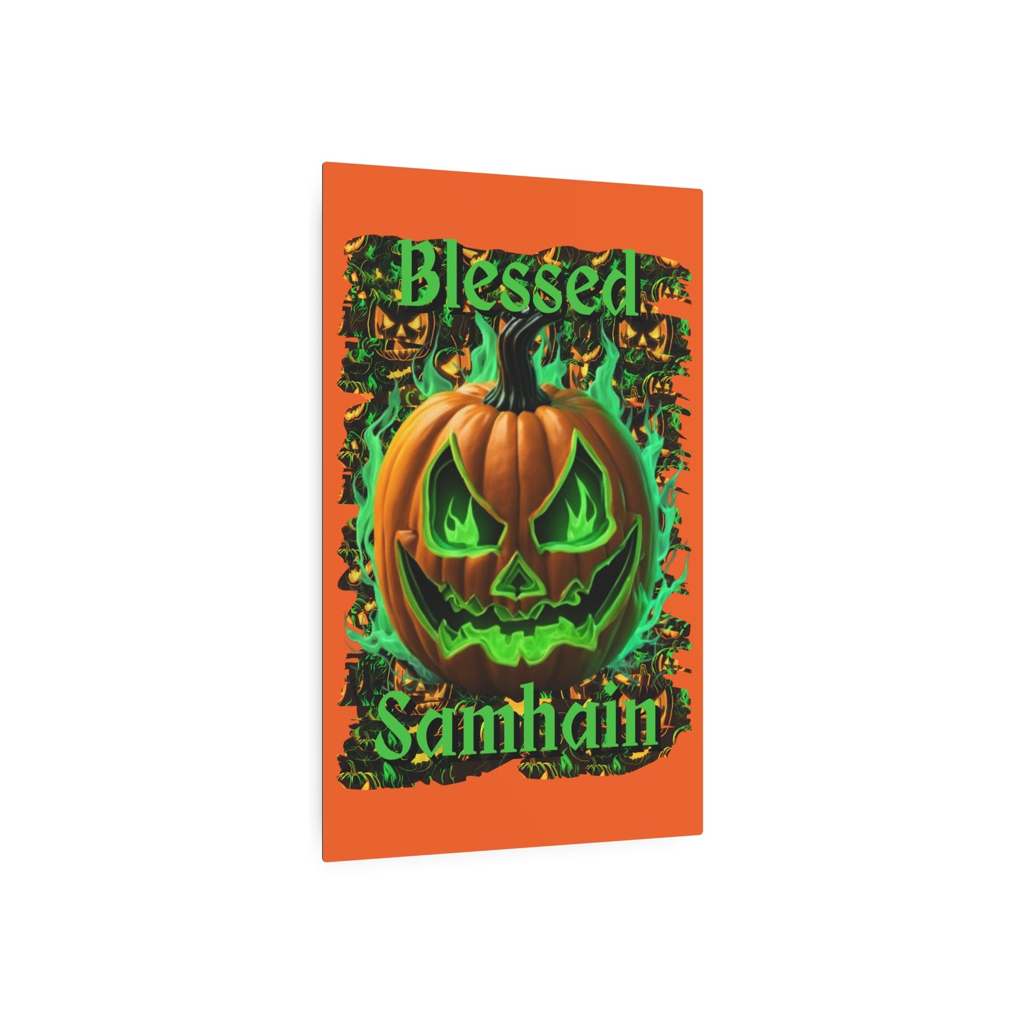 Blessed Samhain Green Jack Metal Art Sign by CreepyCrafts.boo