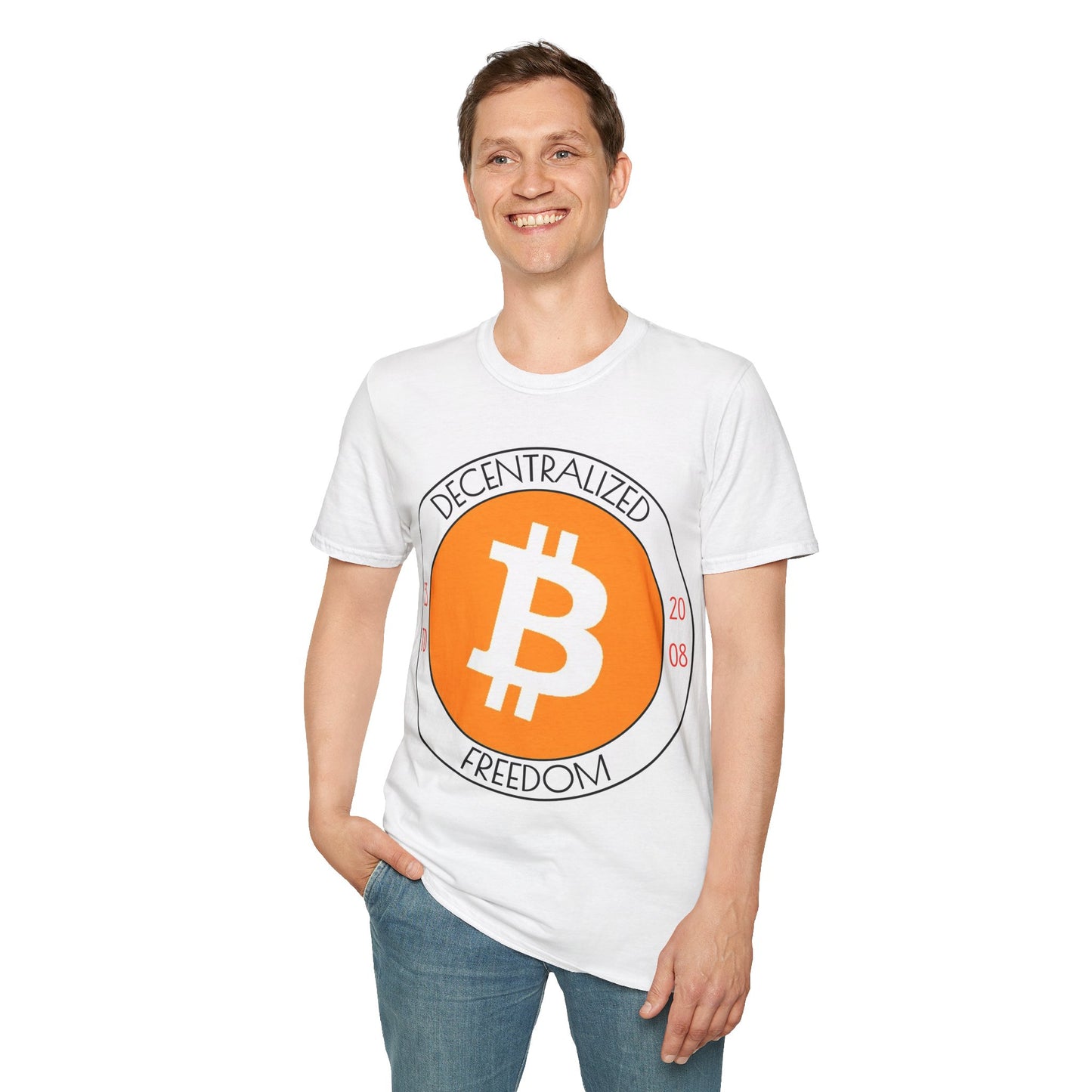 Bitcoin Decentralized Freedom LTcolors Unisex T-Shirt by cypherpunkgear