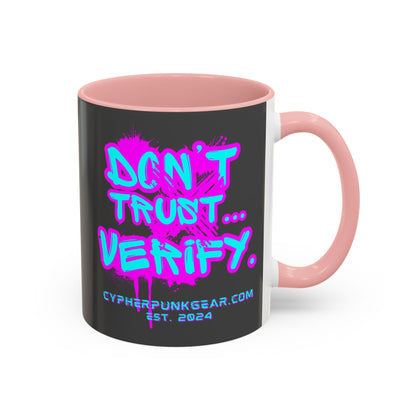 Don't Trust...Verify. Grey Accent Mug by cypherpunkgear.com