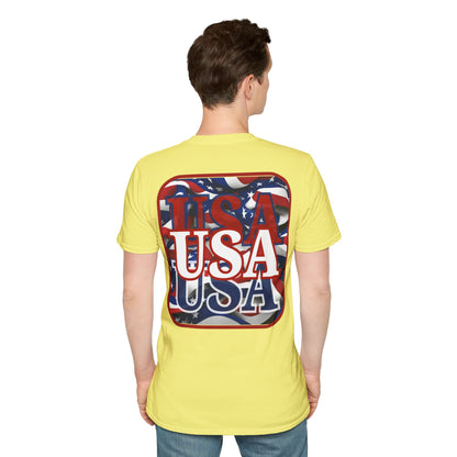 2-sided Red WHITE and Blue USA Patriot Light colors Unisex T-Shirt by cypherpunkgear.com