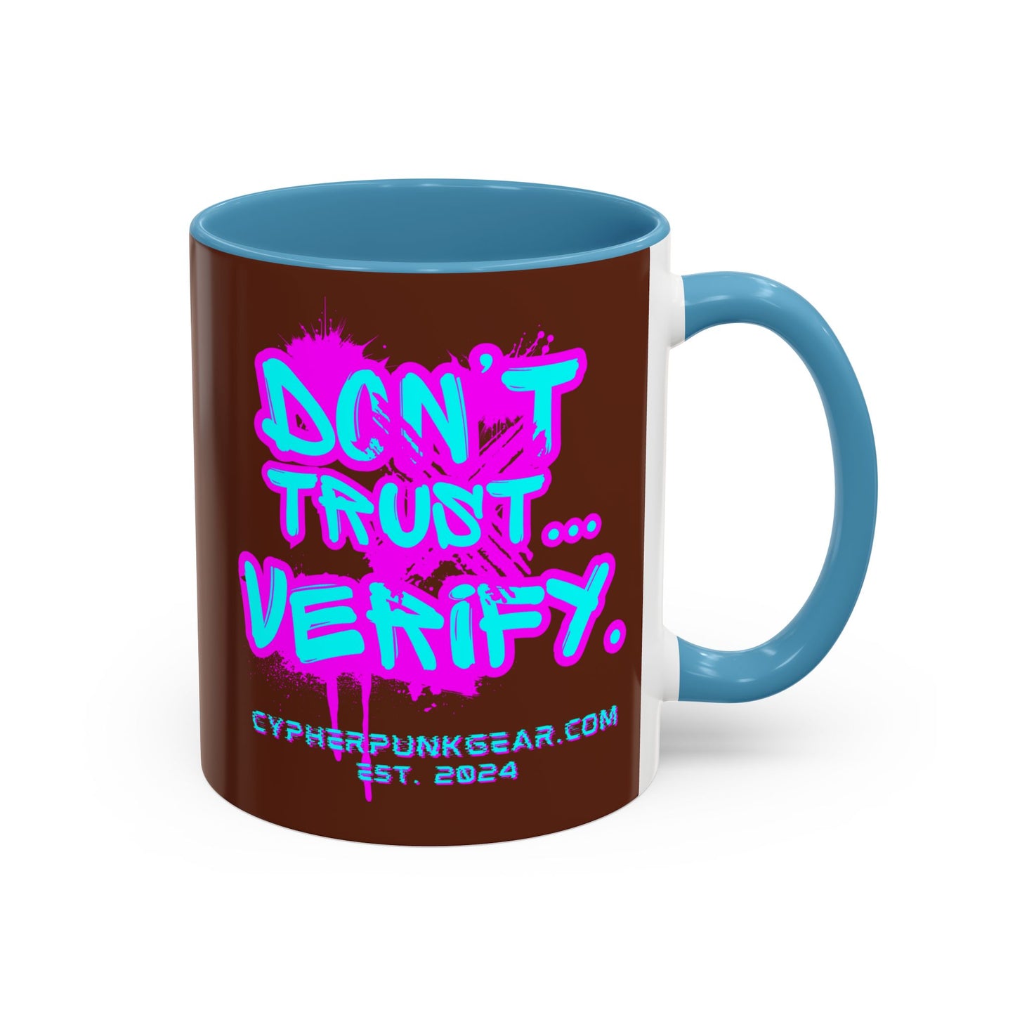 Don't Trust...Verify. Brown Accent Mug by cypherpunkgear.com