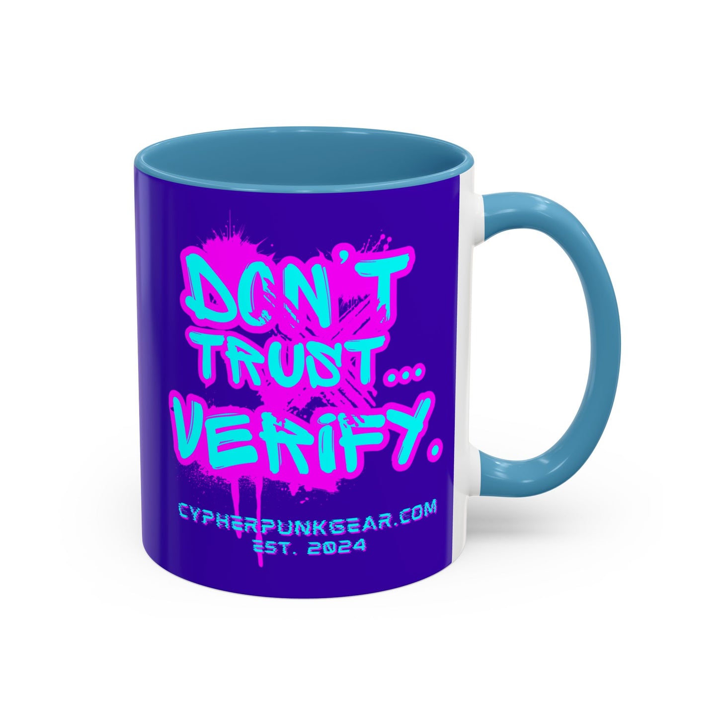 Don't Trust...Verify. Dark Purple Accent Mug by cypherpunkgear.com