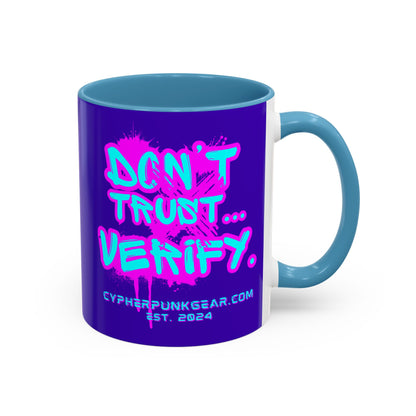 Don't Trust...Verify. Dark Purple Accent Mug by cypherpunkgear.com