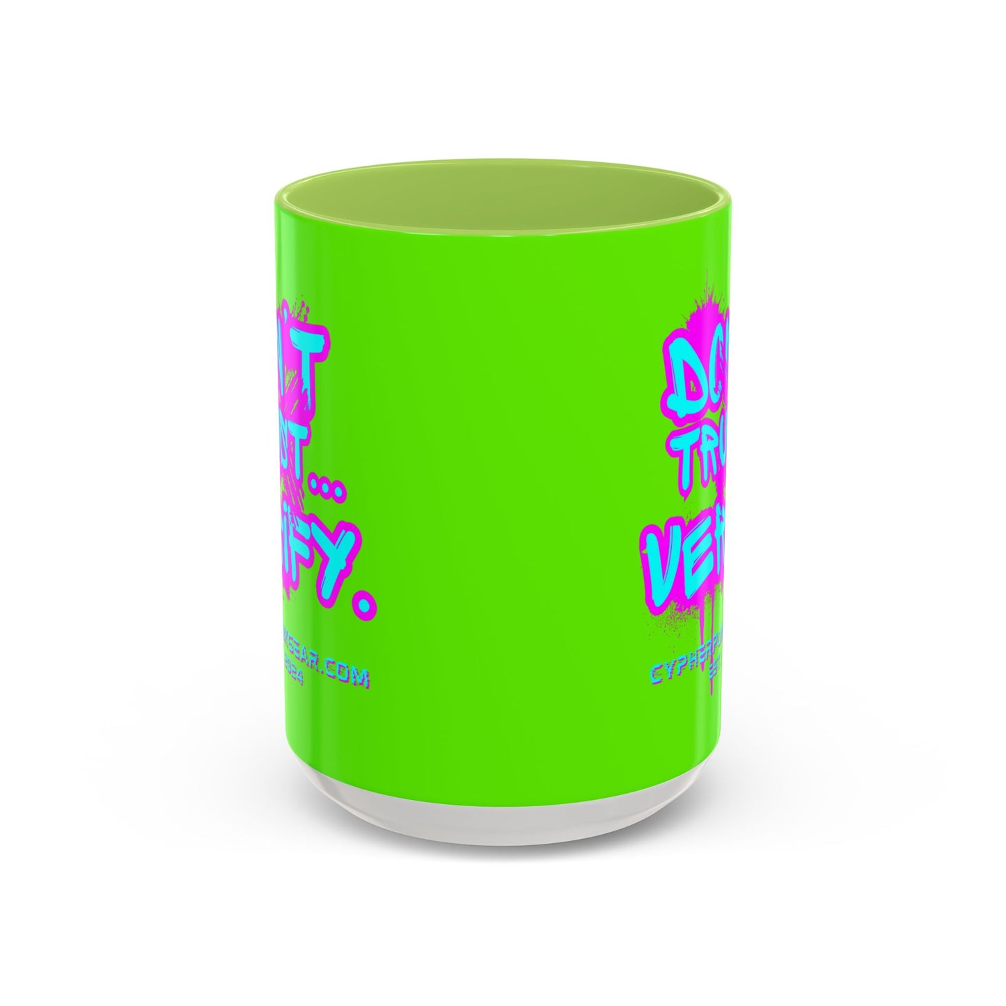 Don't Trust...Verify. Green Accent Mug by cypherpunkgear.com