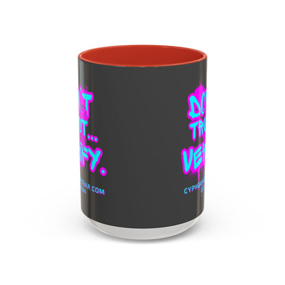 Don't Trust...Verify. Grey Accent Mug by cypherpunkgear.com
