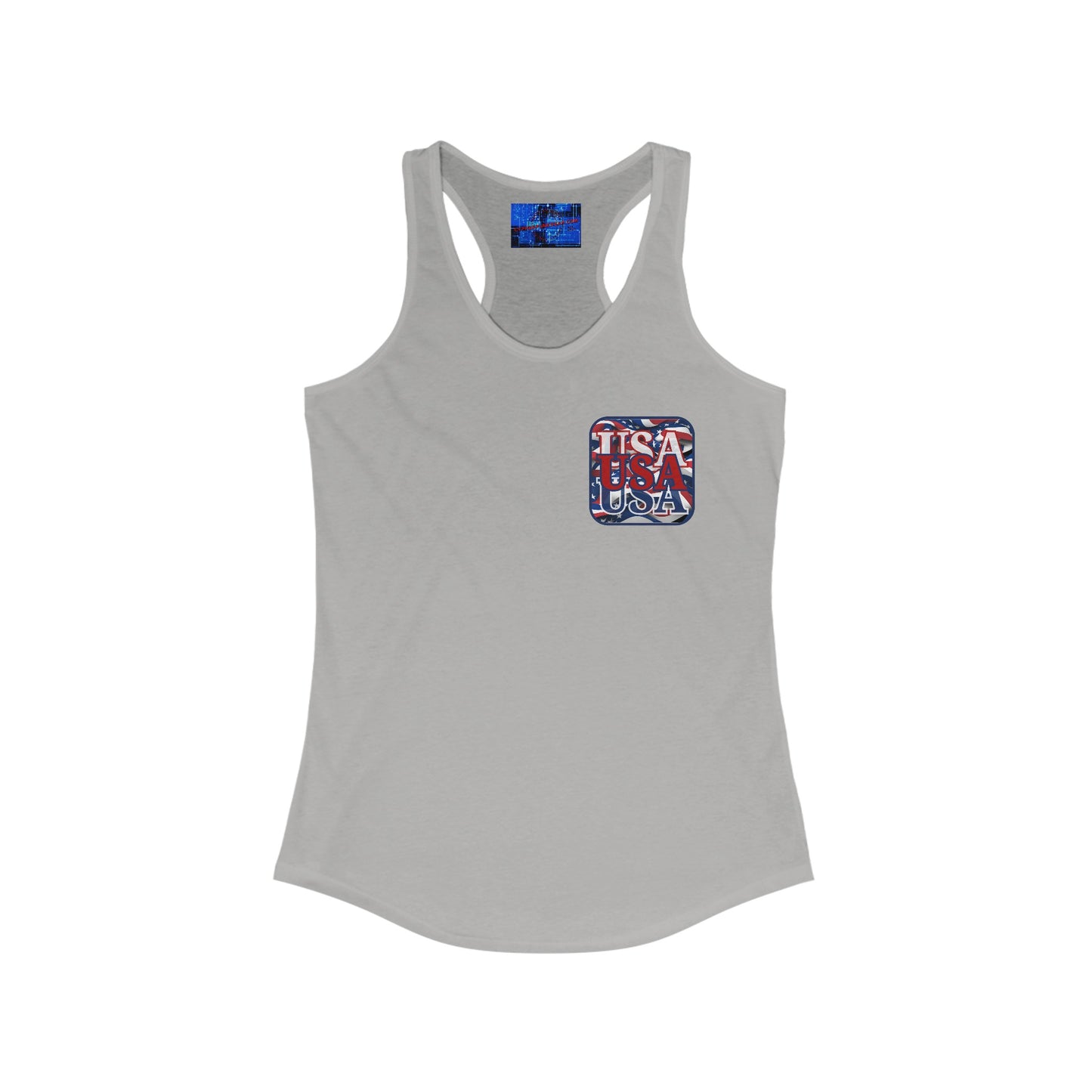 2-sided RED White and Blue USA Patriot Women's Racerback Tank Top by cypherpunkgear