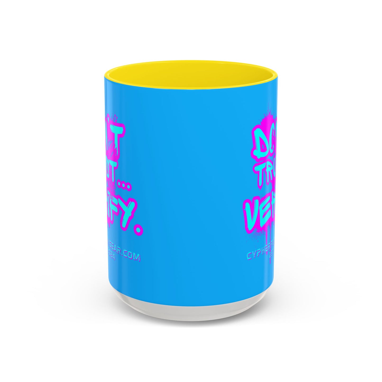 Don't Trust...Verify. Light Blue Accent Mug by cypherpunkgear.com