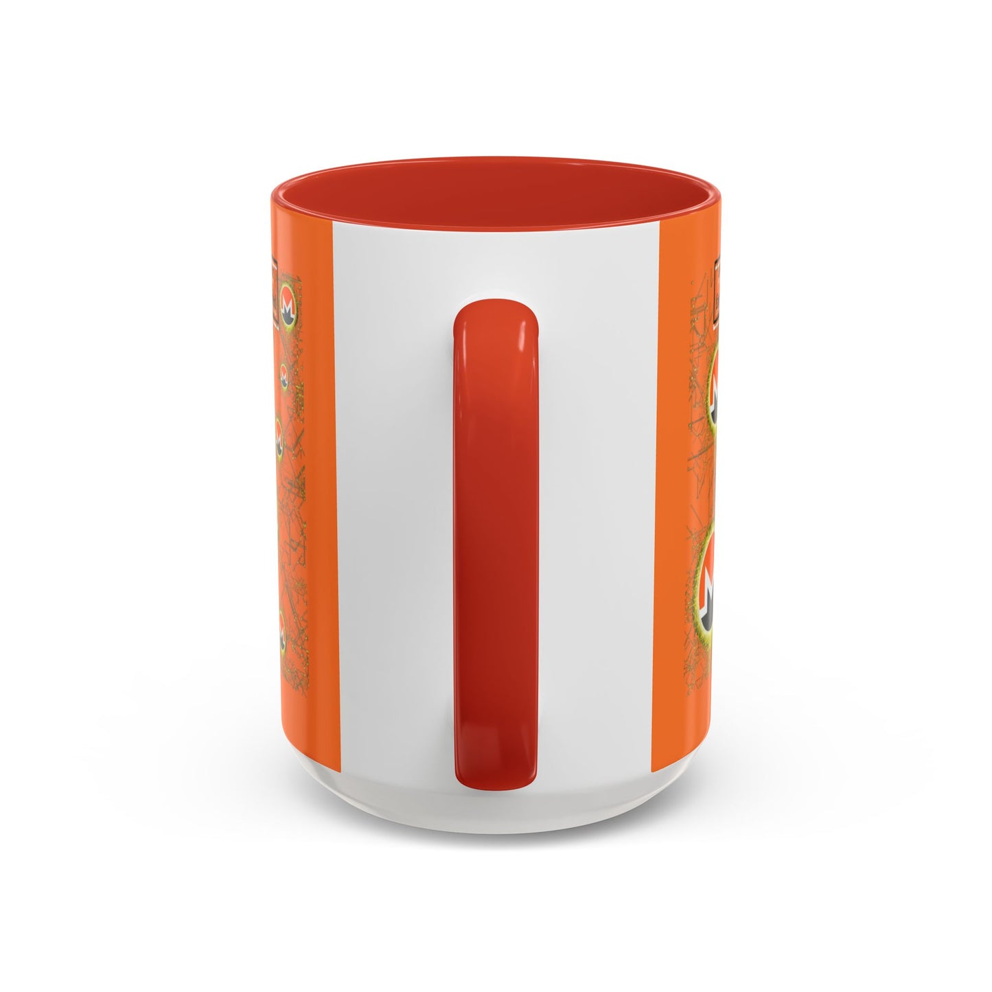 Monero (XMR) don't assume your freedoms are assured Orange Accent Mug by cypherpunkgear.com