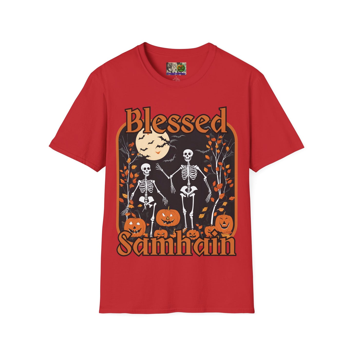 Spooktacular Skeletons of Samhain Light colors Unisex T-Shirt by CreepyCrafts.boo