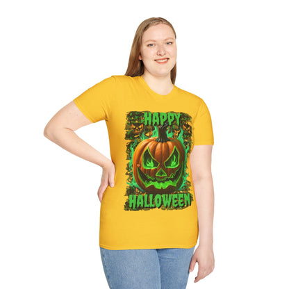 Happy Halloween Green Jack Light colors Unisex T-Shirt by CreepyCrafts.boo