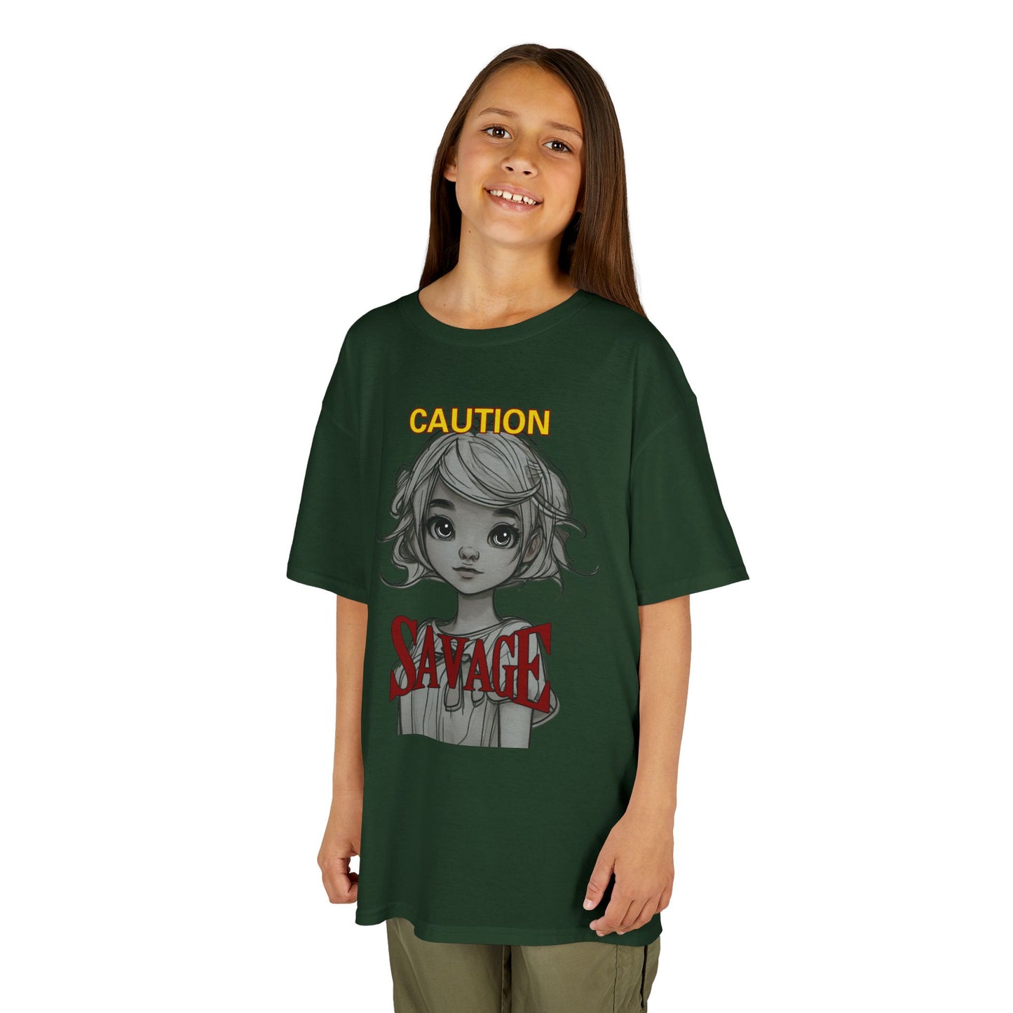 Caution: Small but Savage Kids Heavy Cotton Tee by cypherpunkgear.com