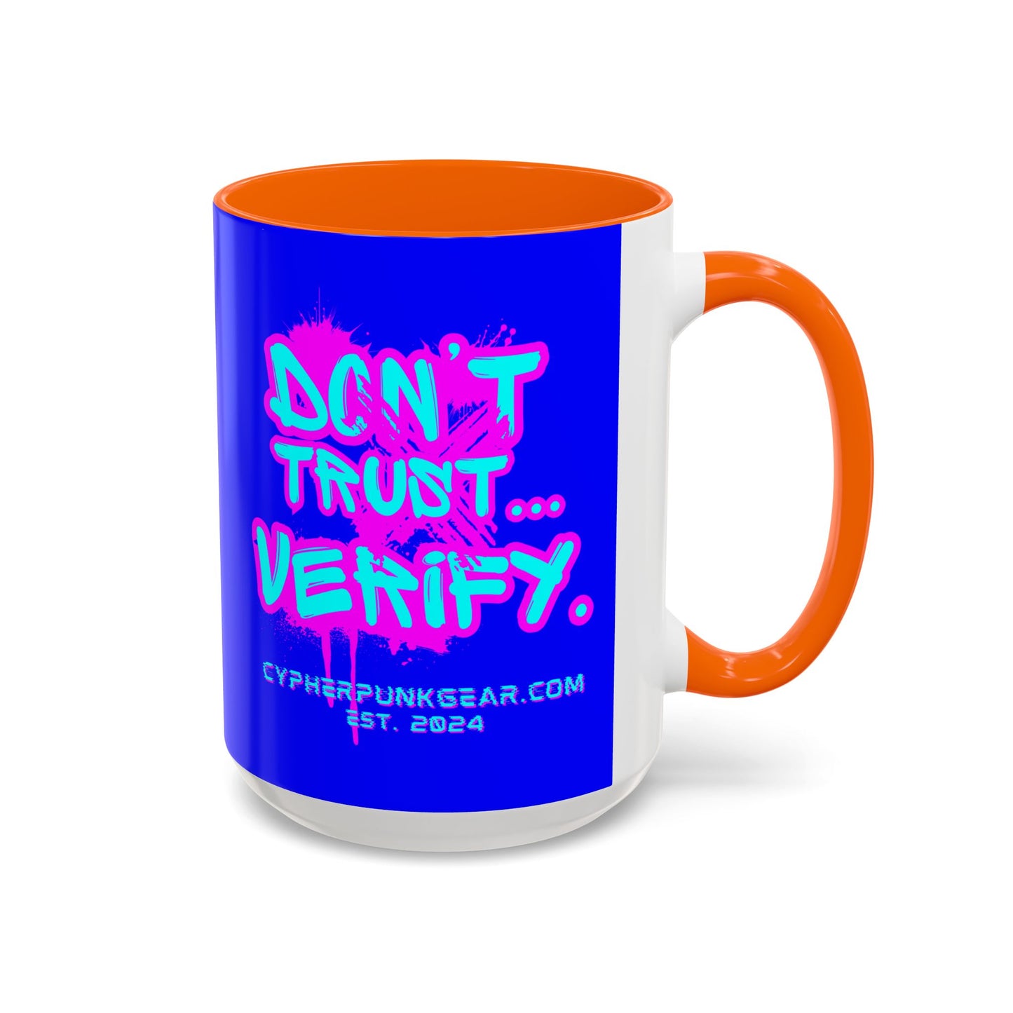 Don't Trust...Verify. Dark Blue Accent Mug by cypherpunkgear.com