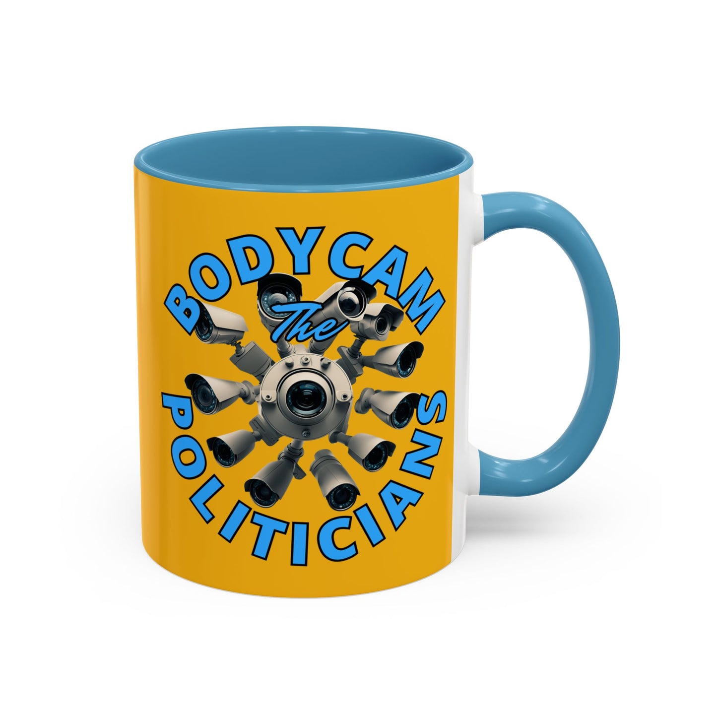Bodycam the Politicians Cameras Yellow Accent Mug by cypherpunkgear.com