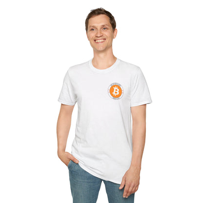 2-sided Bitcoin (BTC) Decentralized Freedom LTcolors Unisex T-Shirt by cypherpunkgear