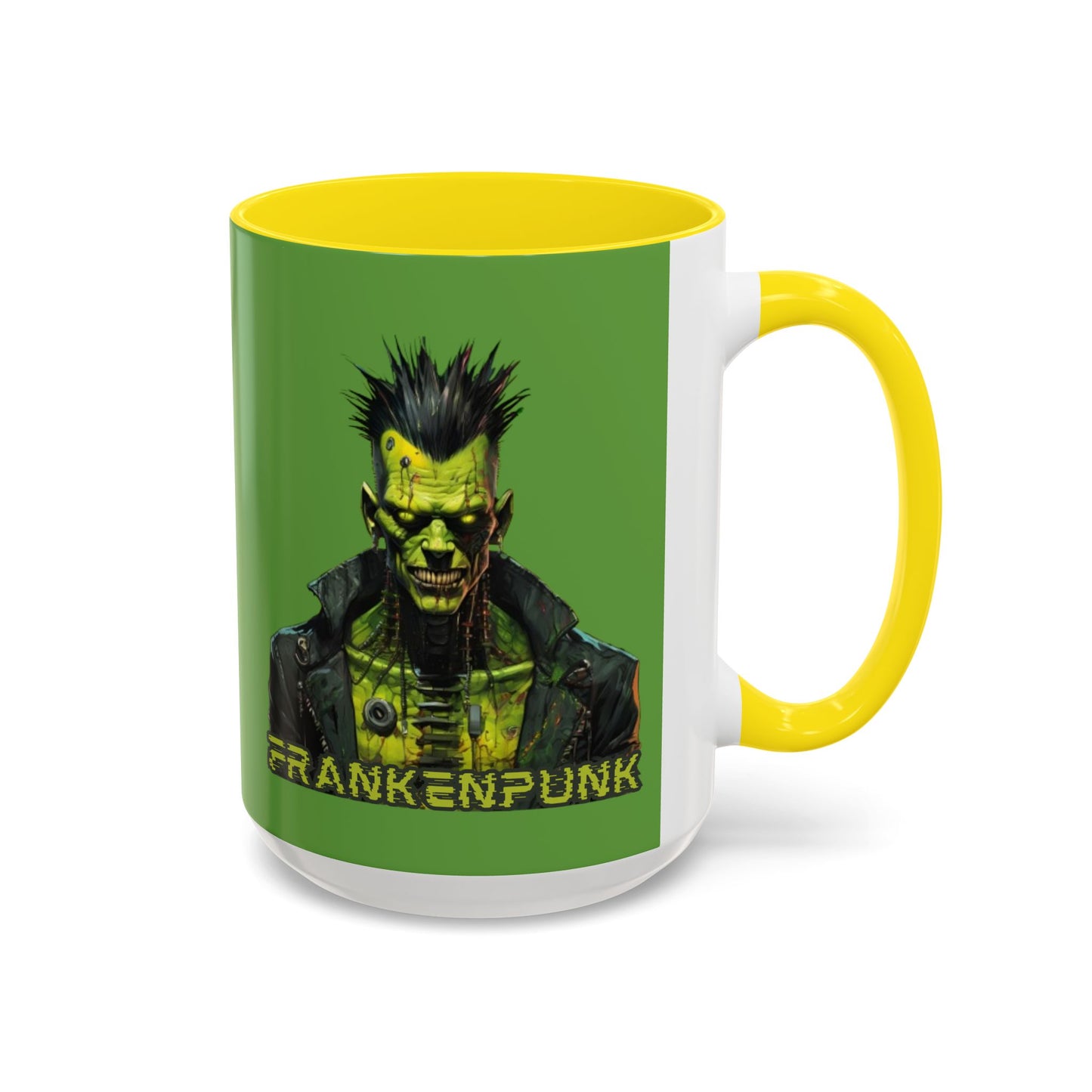 Frankenpunk Green Accent Mug by CreepyCrafts.boo